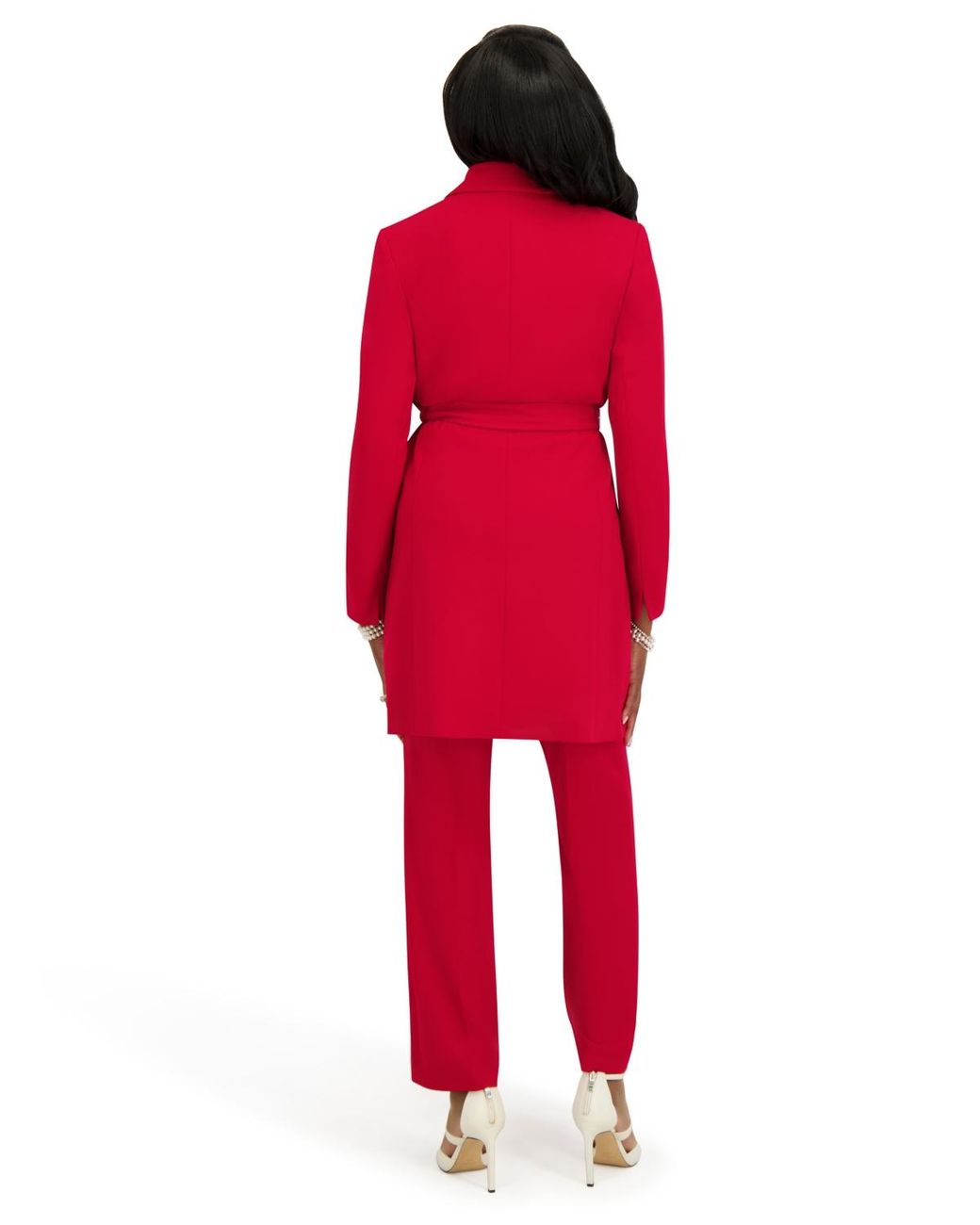 Kasper Red Three Button Patch Pocket Trench Coat