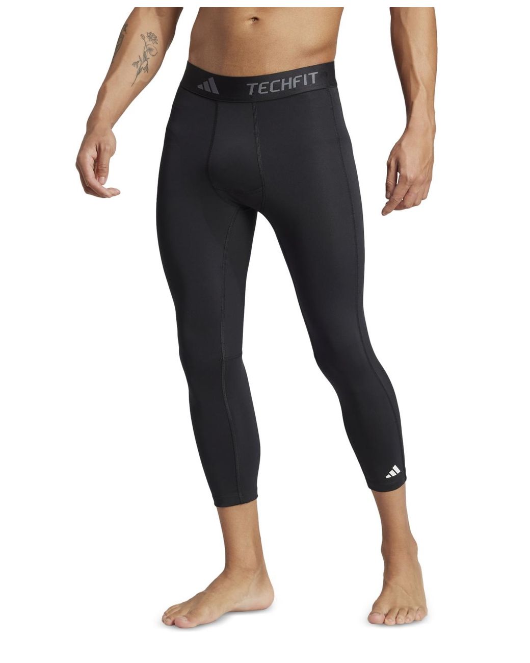 Adidas Black Techfit Compression 3/4 Training Tights for men