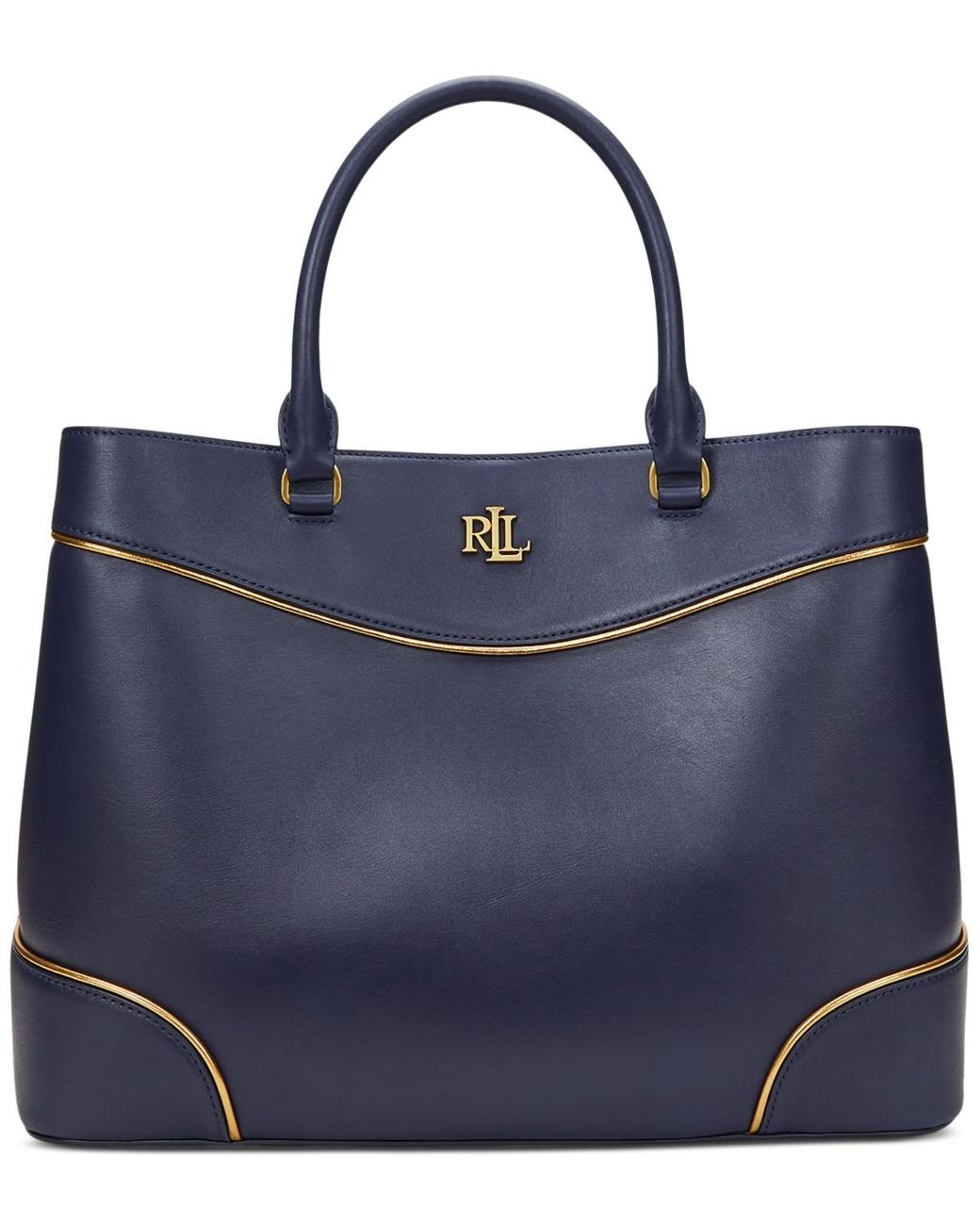 特別価格！ Ralph Lauren 最新 Two-Tone Leather Large Satchel 特別価格！ Ralph Lauren 最新 Two-Tone Leather Large Satchel