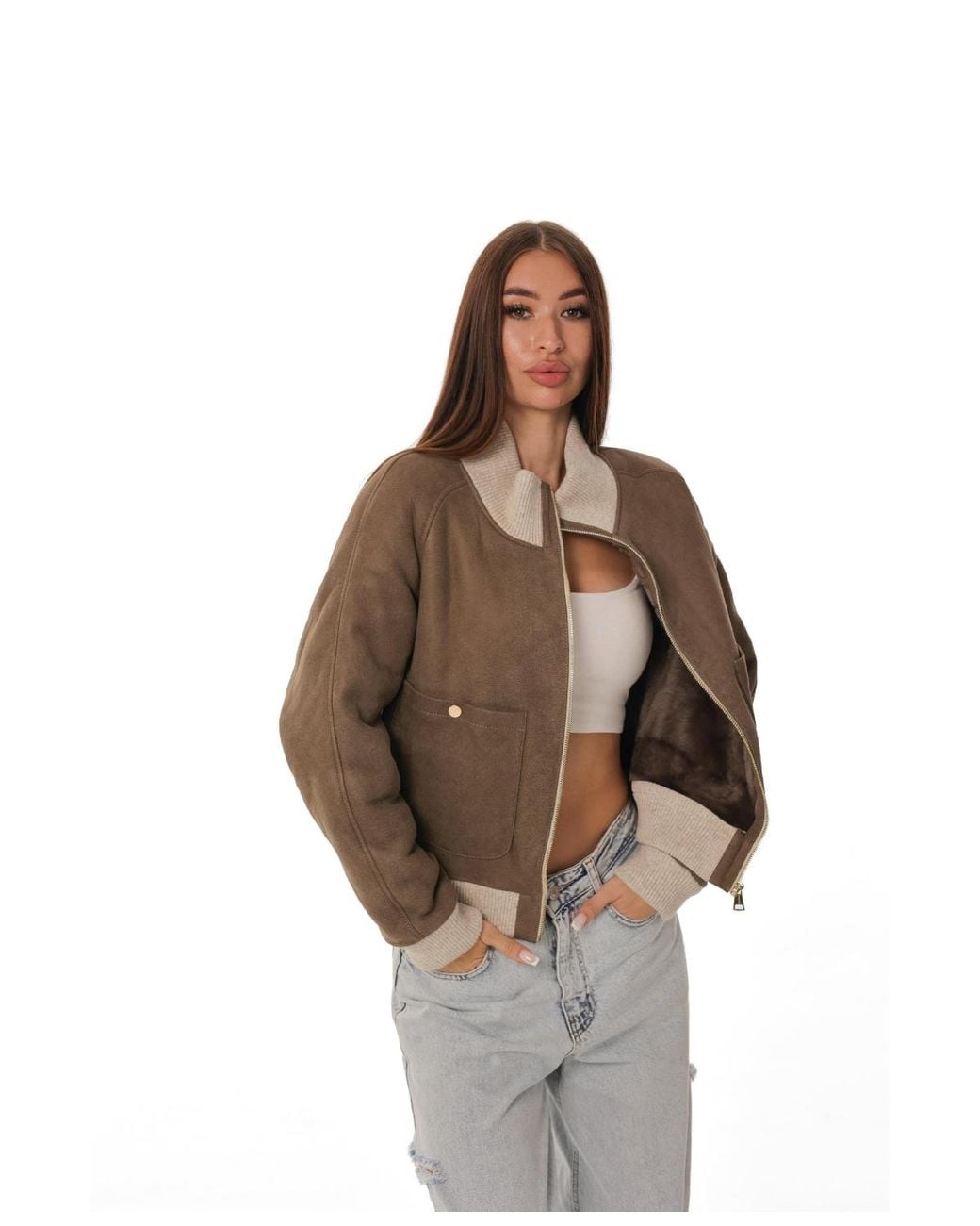 Alaska® Outerwear Brown Naples Genuine Shearling Bomber Jacket