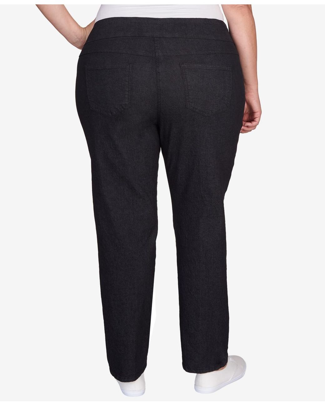 Ruby Rd Black Plus Size Pull On Denim Pants