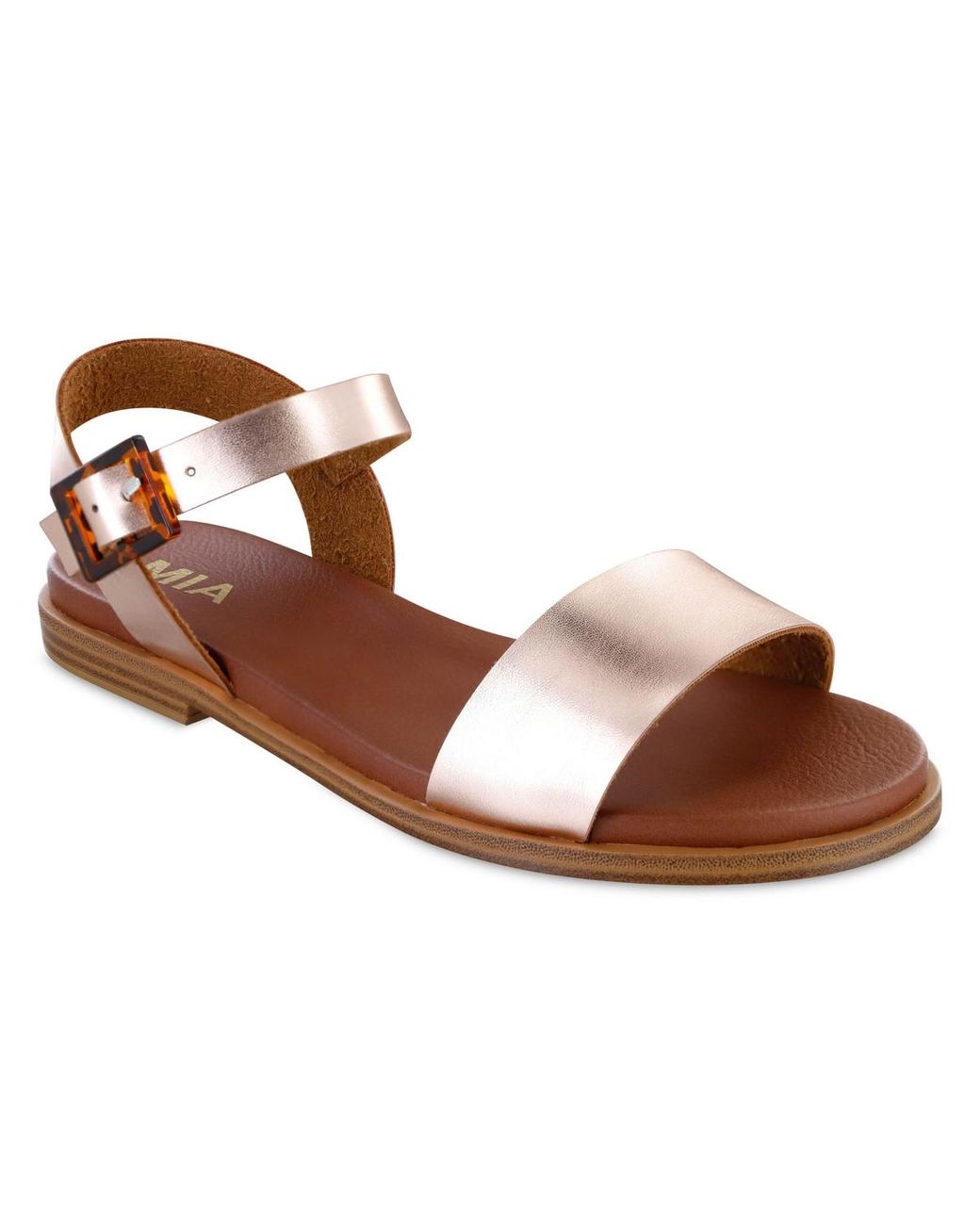 MIA Brown Peyton Round Toe Flat Sandals
