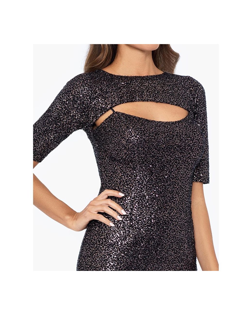 Betsy & adam clearance sequined bodycon dress