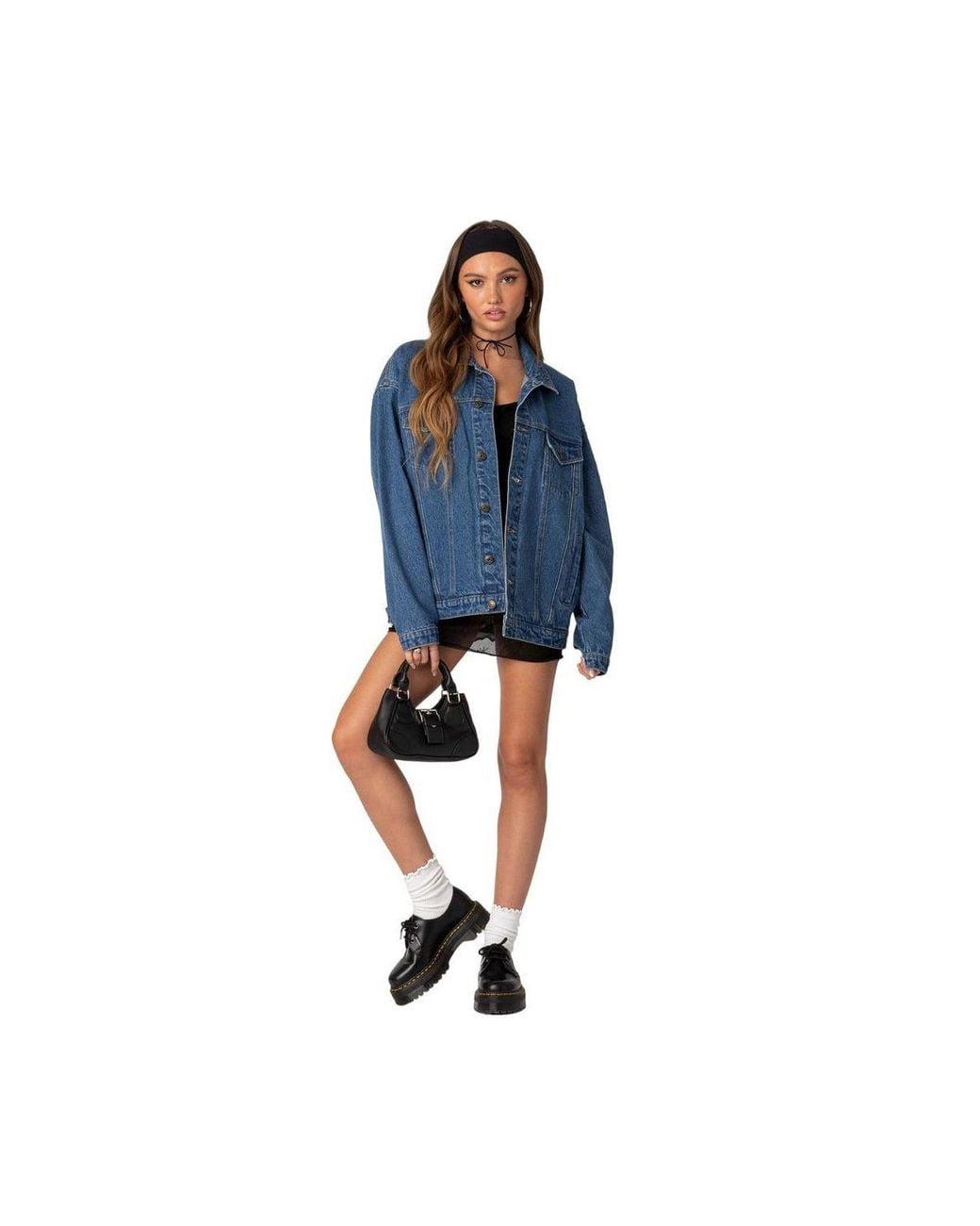 Edikted Blue Dalia Oversized Denim Jacket