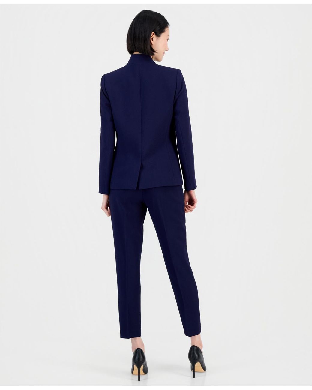 Tahari Blue Notched One-button Pantsuit