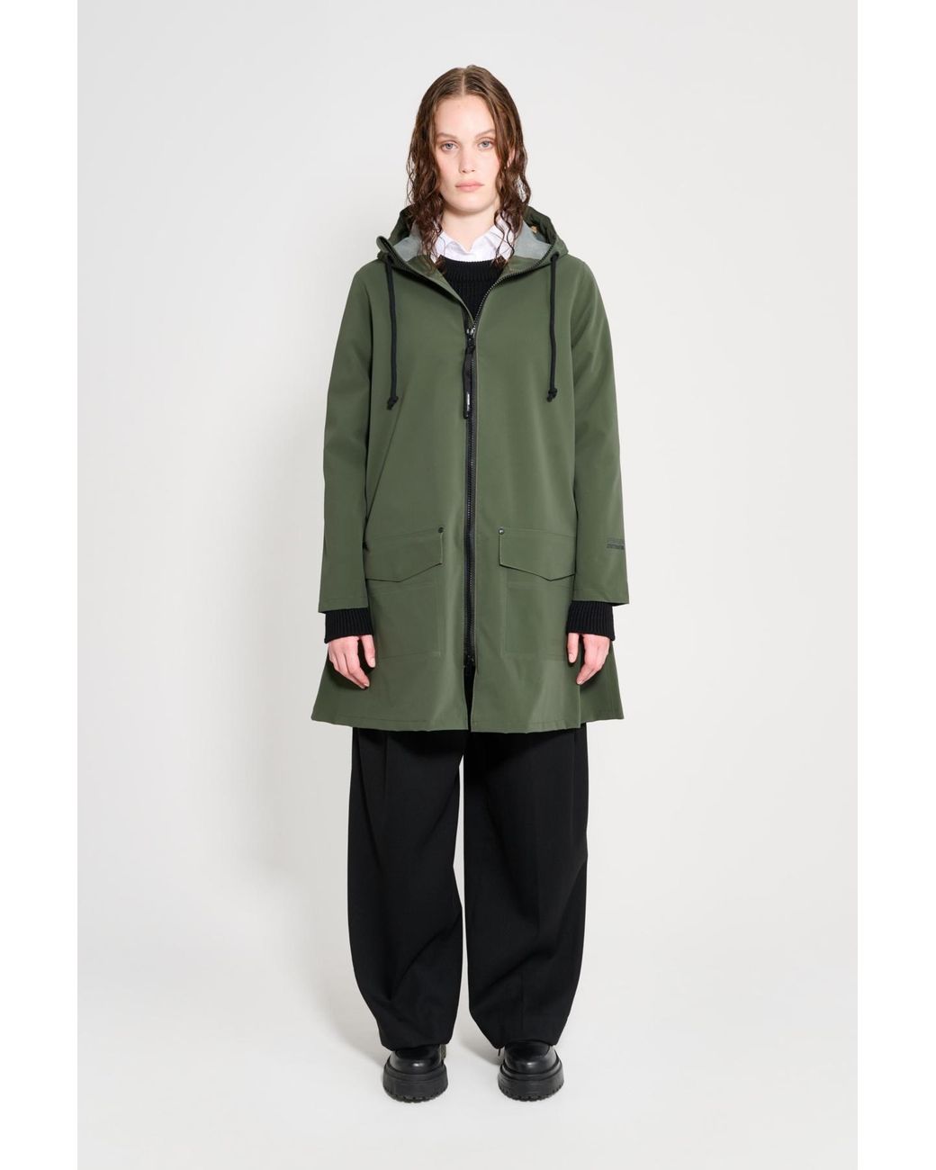 Stutterheim Green Mosebacke Patch Matte Raincoat
