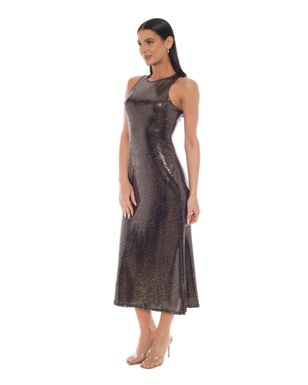 Bebe Multicolor Split Disco Dot A-line Maxi Dress