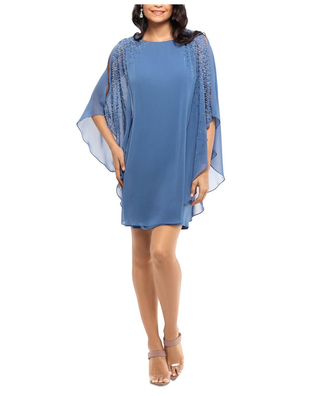 Xscape Petite Chiffon Overlay Sheath 