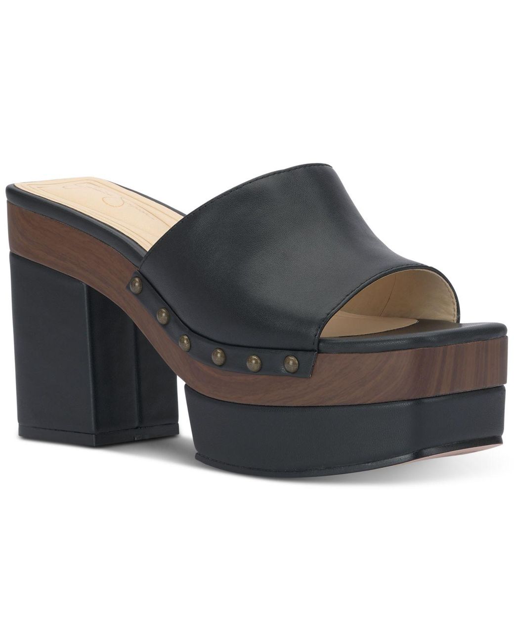 Jessica Simpson Charlete Studded Platform Wedge Sandals in Black | Lyst