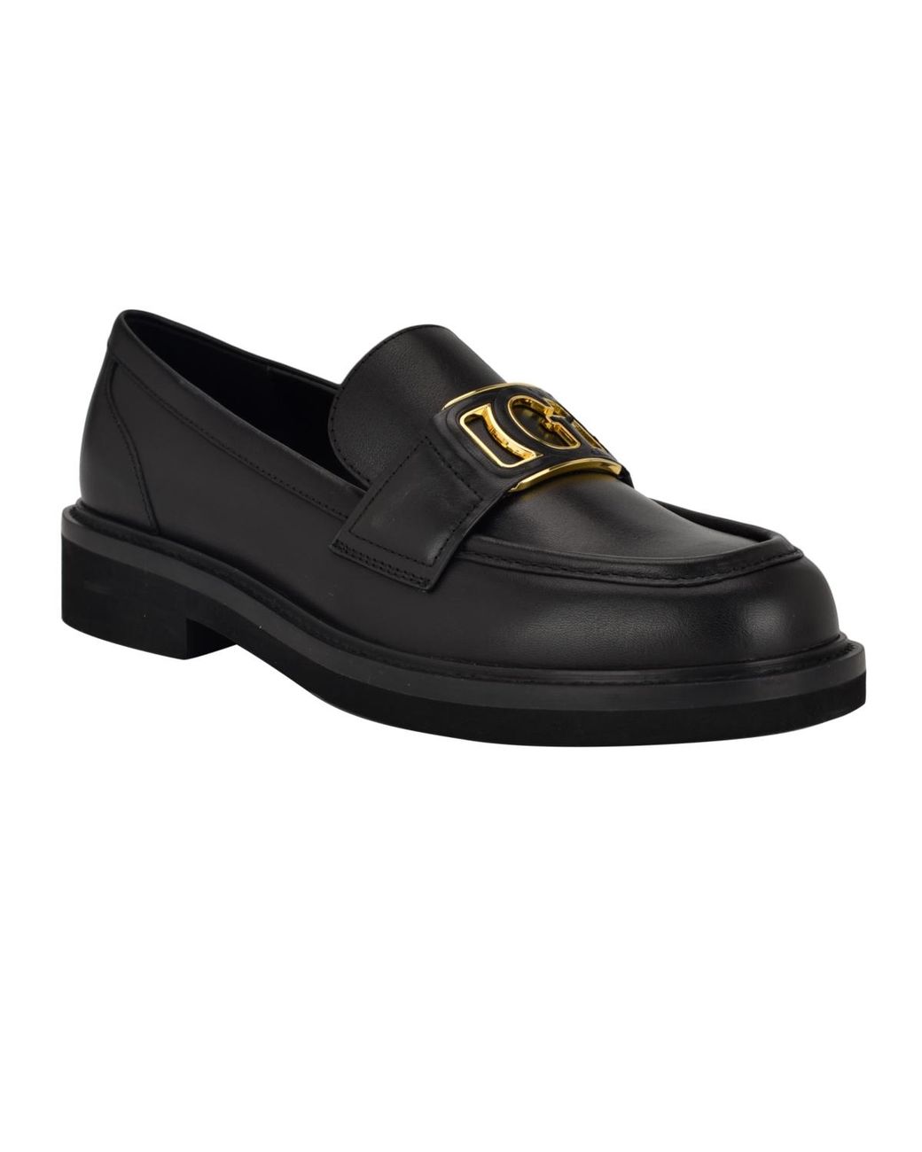 Guess Black Shuttle Logo Hardware Round Toe Loafers
