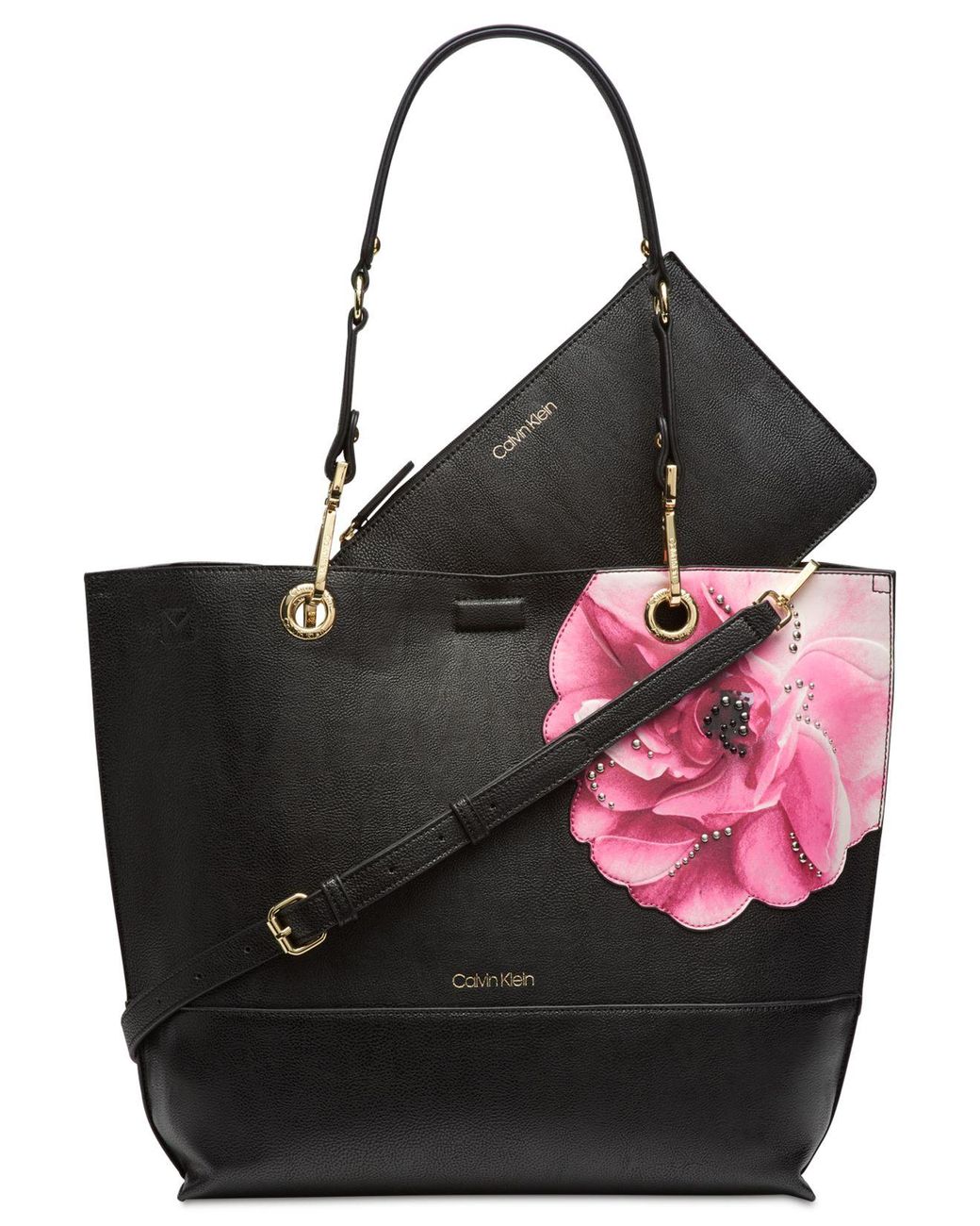 Descubrir 46+ imagen calvin klein black purse with flowers