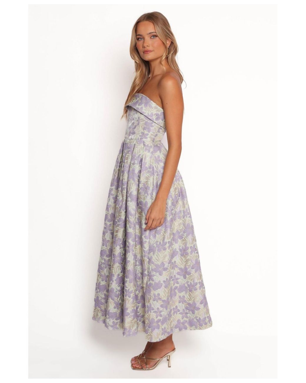 Petal & Pup Rhea Strapless Midi Dress in White | Lyst