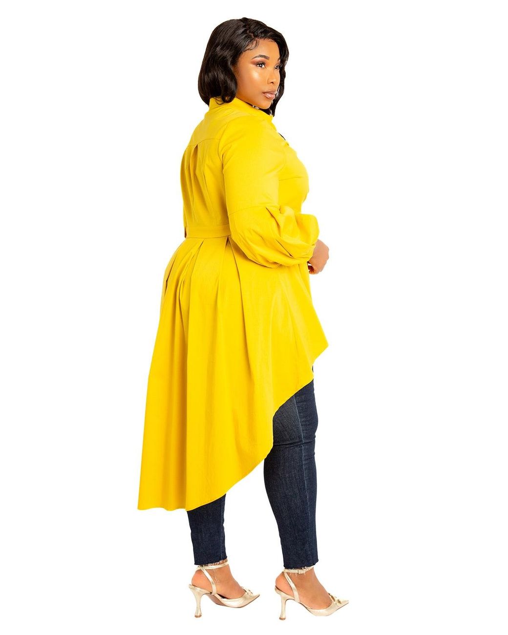 Buxom Couture Plus Size High-low Peplum Blouse in Yellow | Lyst