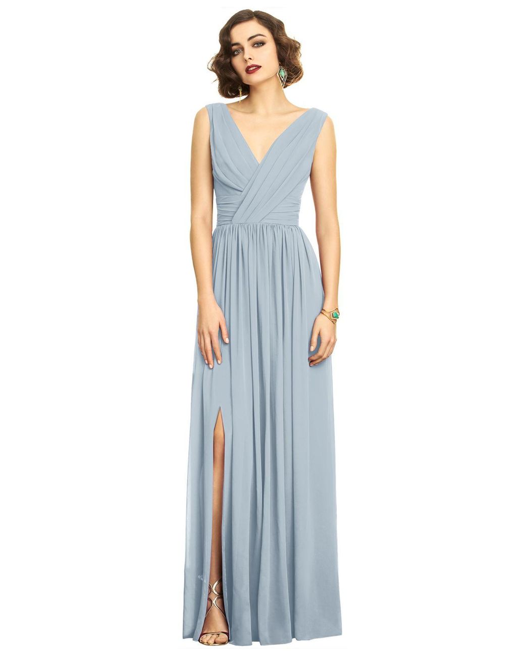 shirred chiffon gown