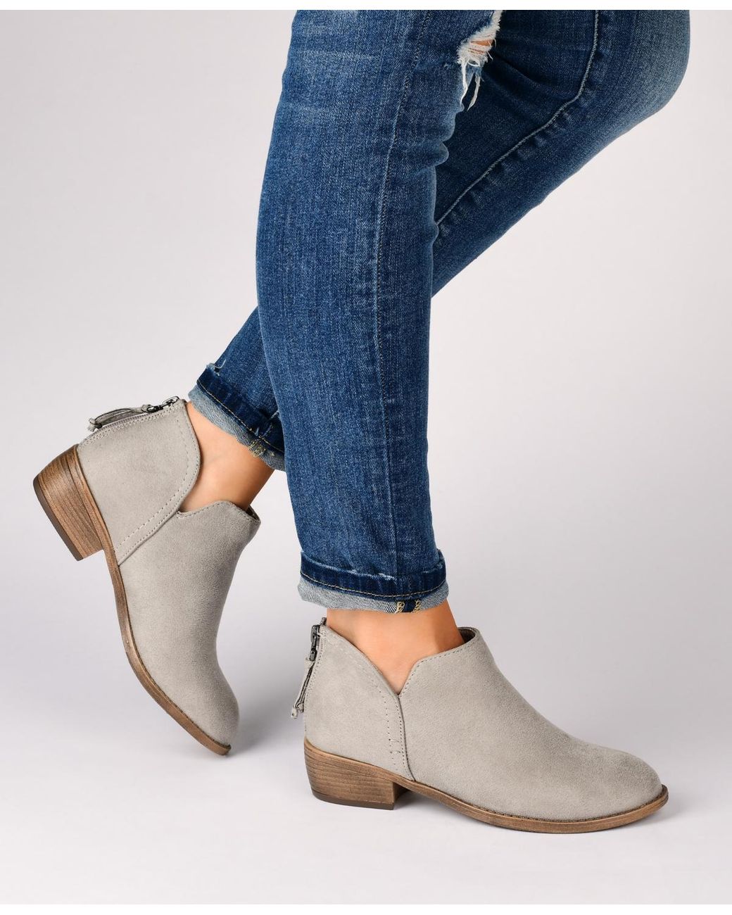 Split Booties Journee Collection Livvy Side Split Ankle Booties in Red | Lyst
