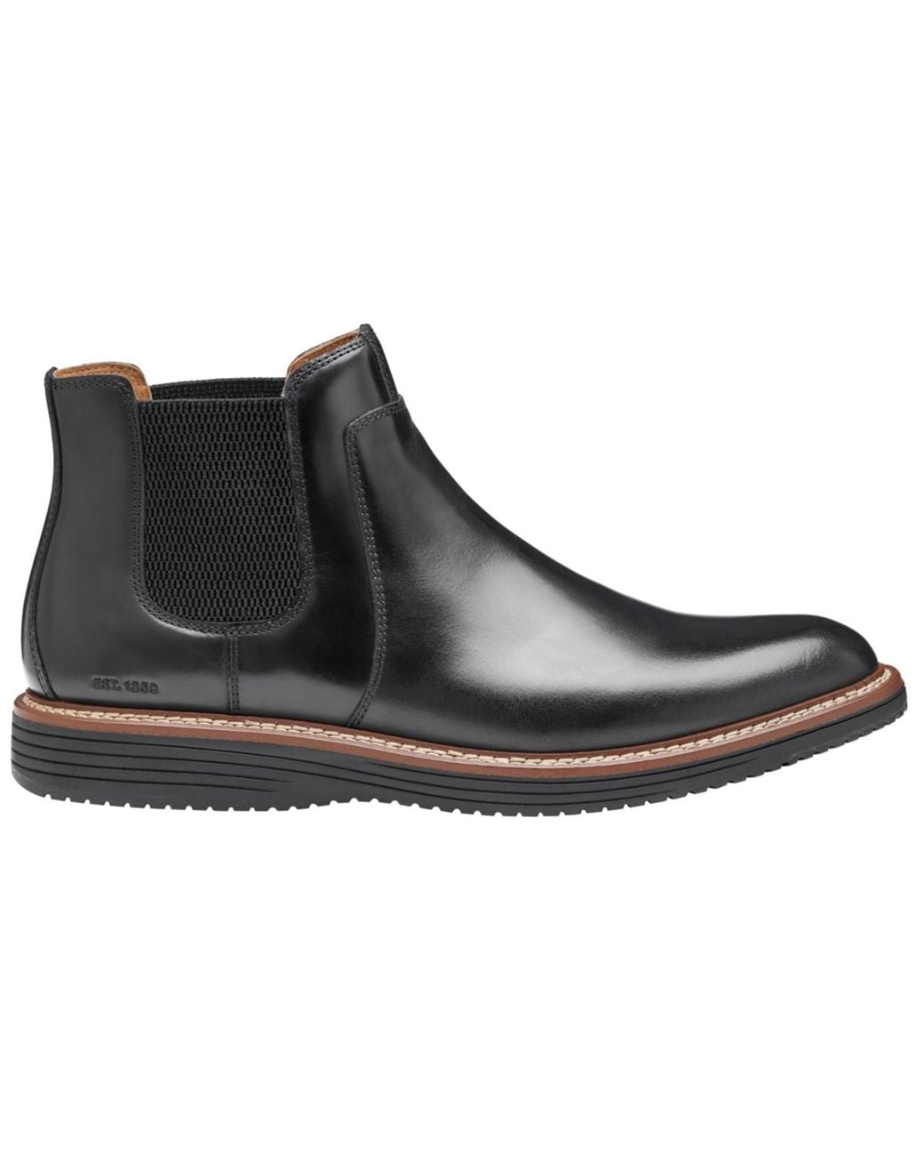Johnston & Murphy Black Upton Chelsea Round Toe Boots for men