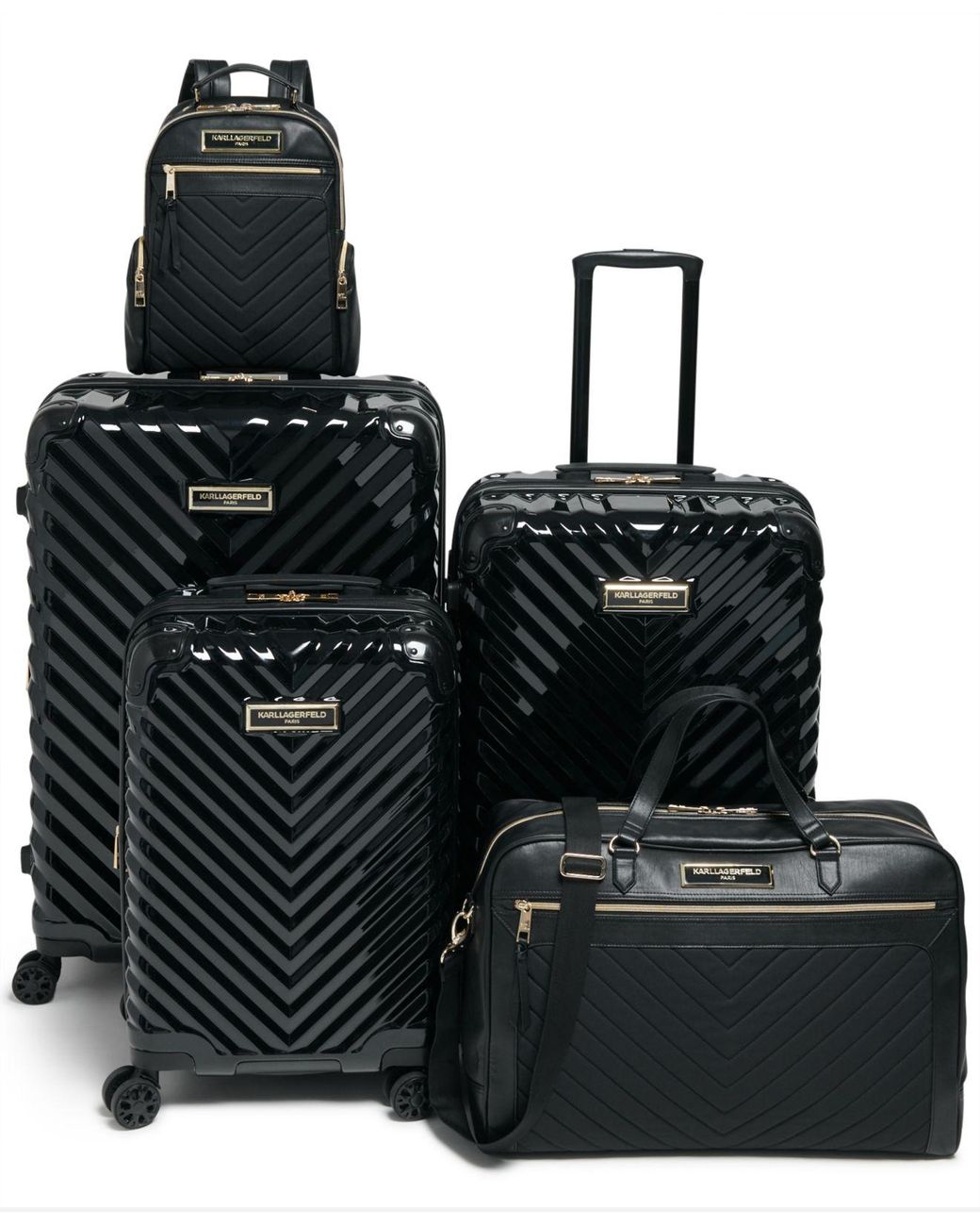 Karl Lagerfeld Karl Lagerfeld Chevron Luggage Collection in Black Lyst