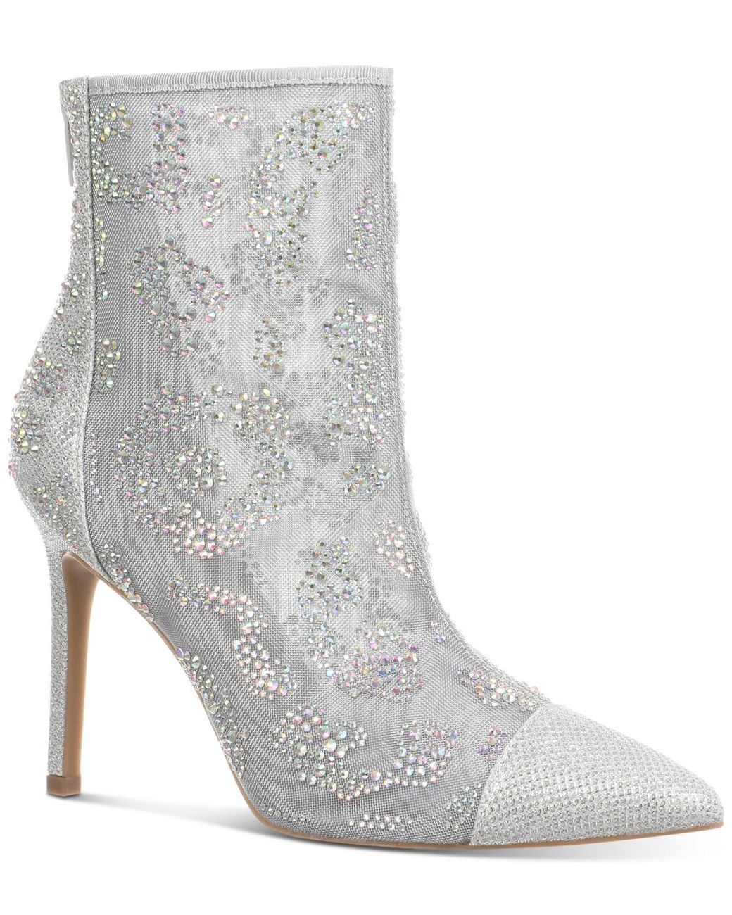 Embellished heel booties best sale