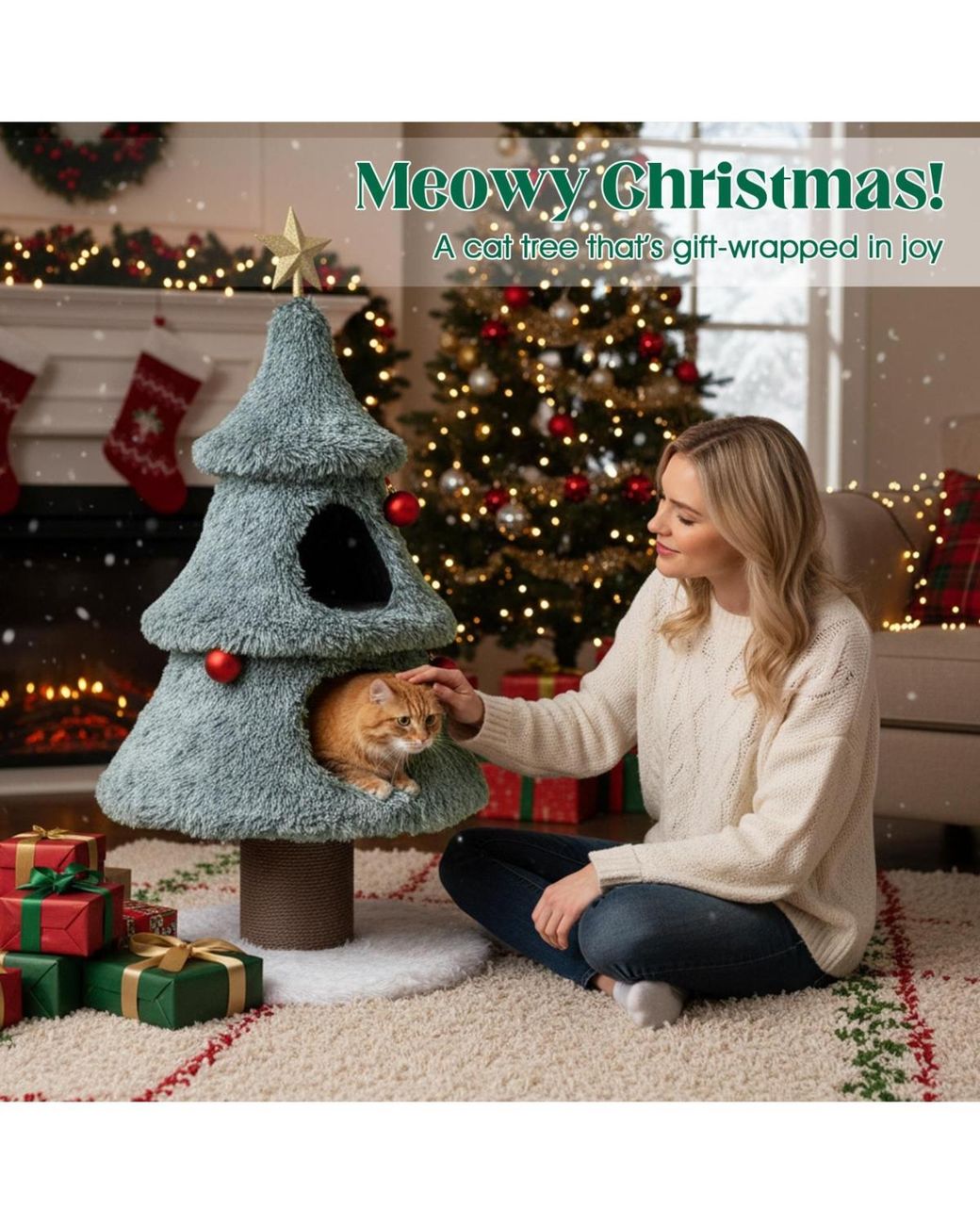 Zeny Green Christmas Cat Tree 48.5in