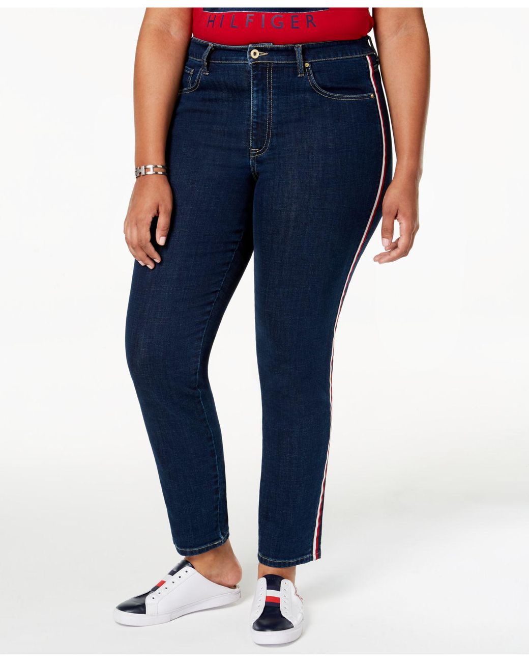 Tommy Hilfiger Plus Size Tribeca Striped Skinny Jeans, Created For Macy's  in Blue | Lyst