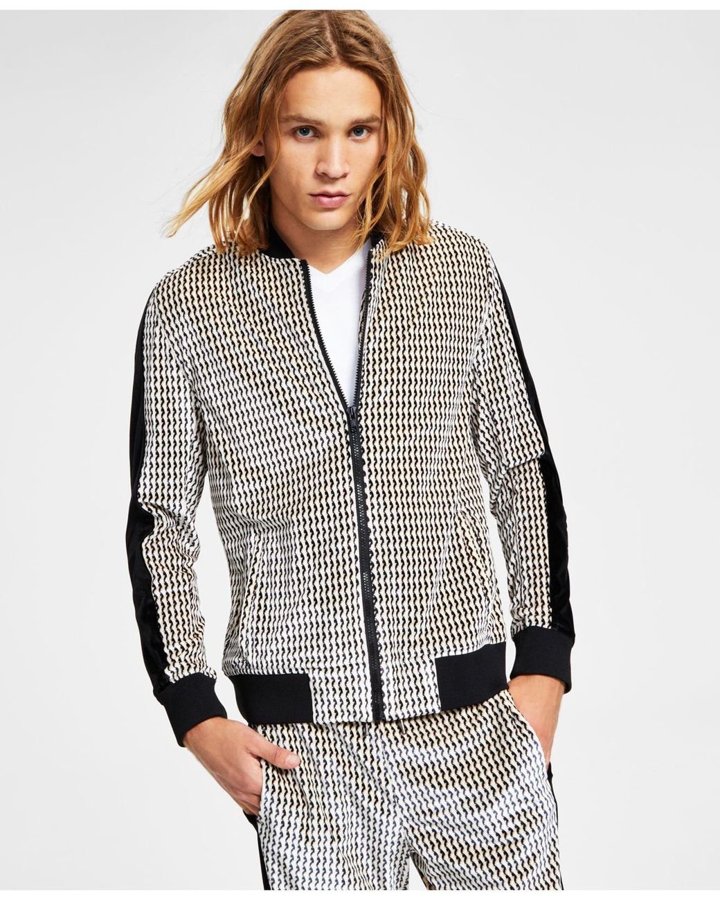 Men's Slim-Fit Black/White Plaid Suit Jacket, Created for Macy's