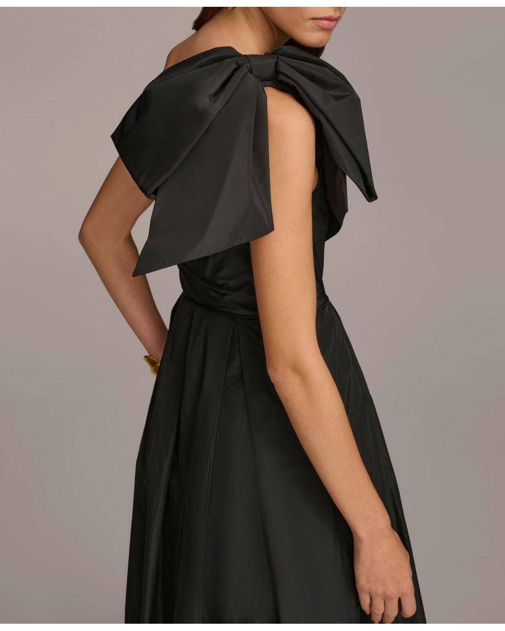 DKNY ★【ワンショルダー ガウン】Bow One-Shoulder Gown Donna Karan New York Women's Jacquard Bow-Trim One-Shoulder