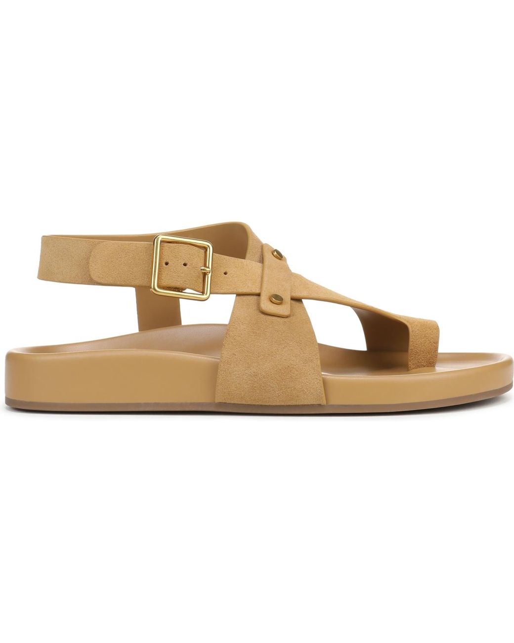 Franco Sarto Natural Blair Toe Loop Round Toe Flat Sandals