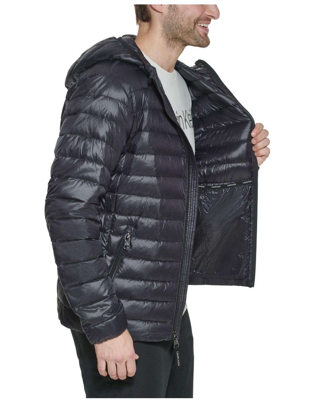Calvin Klein Hooded Packable Down Jacket, Created For Macy's in Black for  Men | Lyst