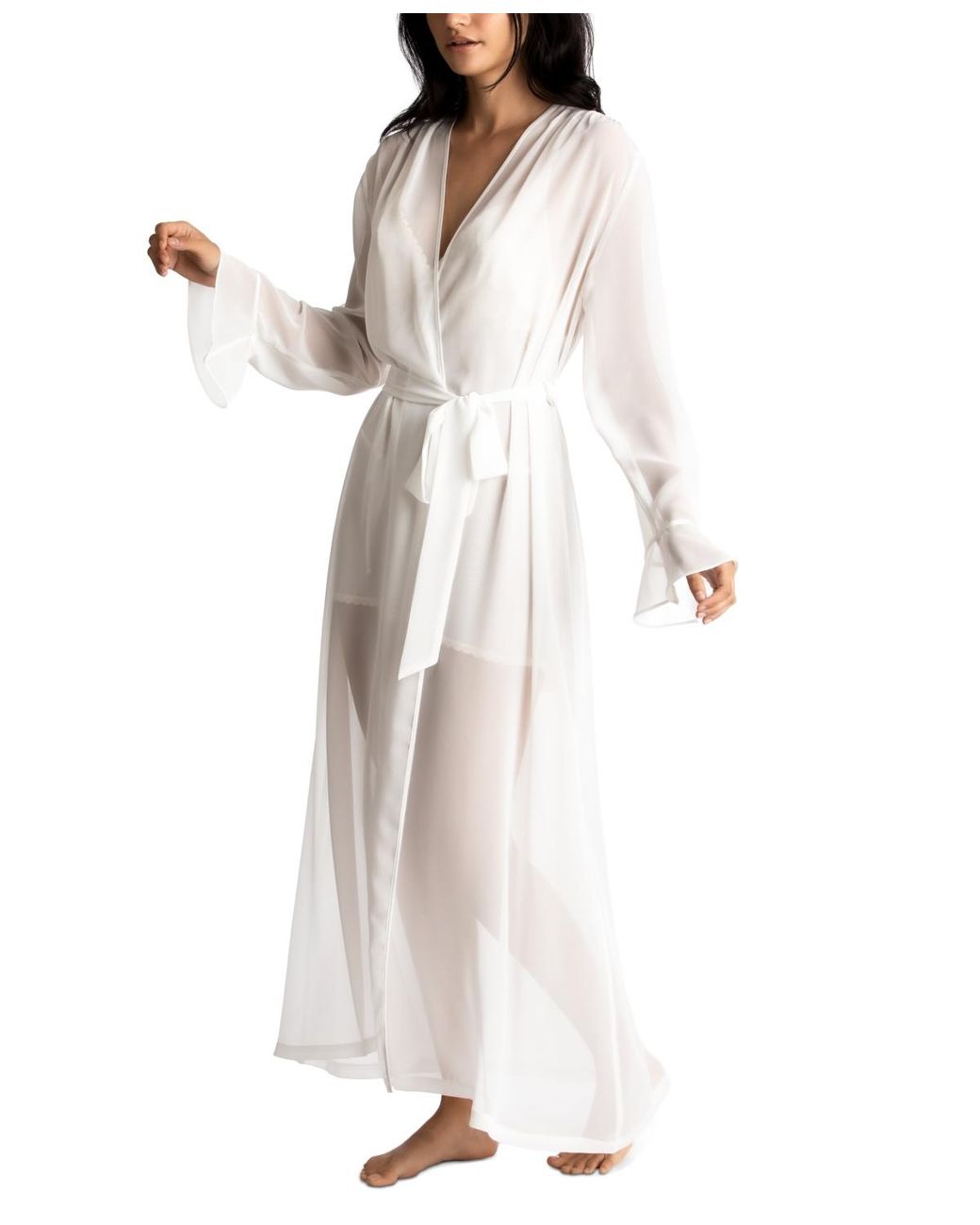 Linea Donatella White Chiffon Keepsake Wrap Robe