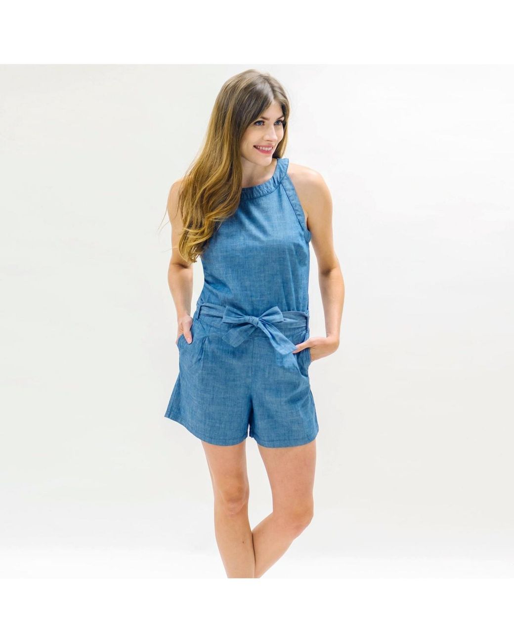 Hope & Henry Blue Halter Romper