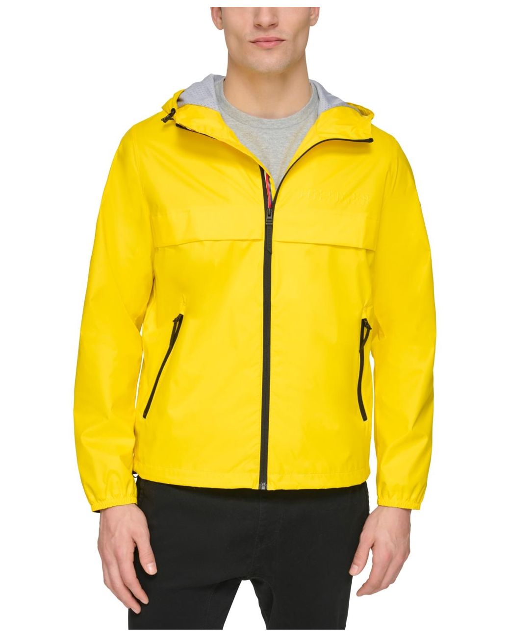 Tidlig kort Måltid Tommy Hilfiger Stretch Hooded Zip-front Rain Jacket in Yellow for Men | Lyst