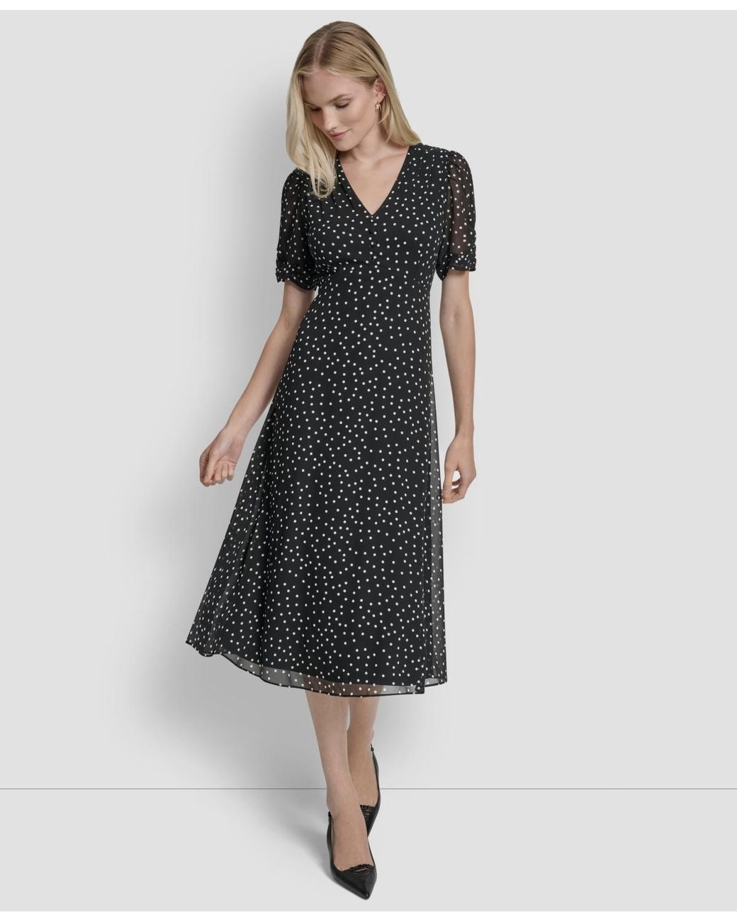 dkny-BlackIvory-Polka-dot-V-