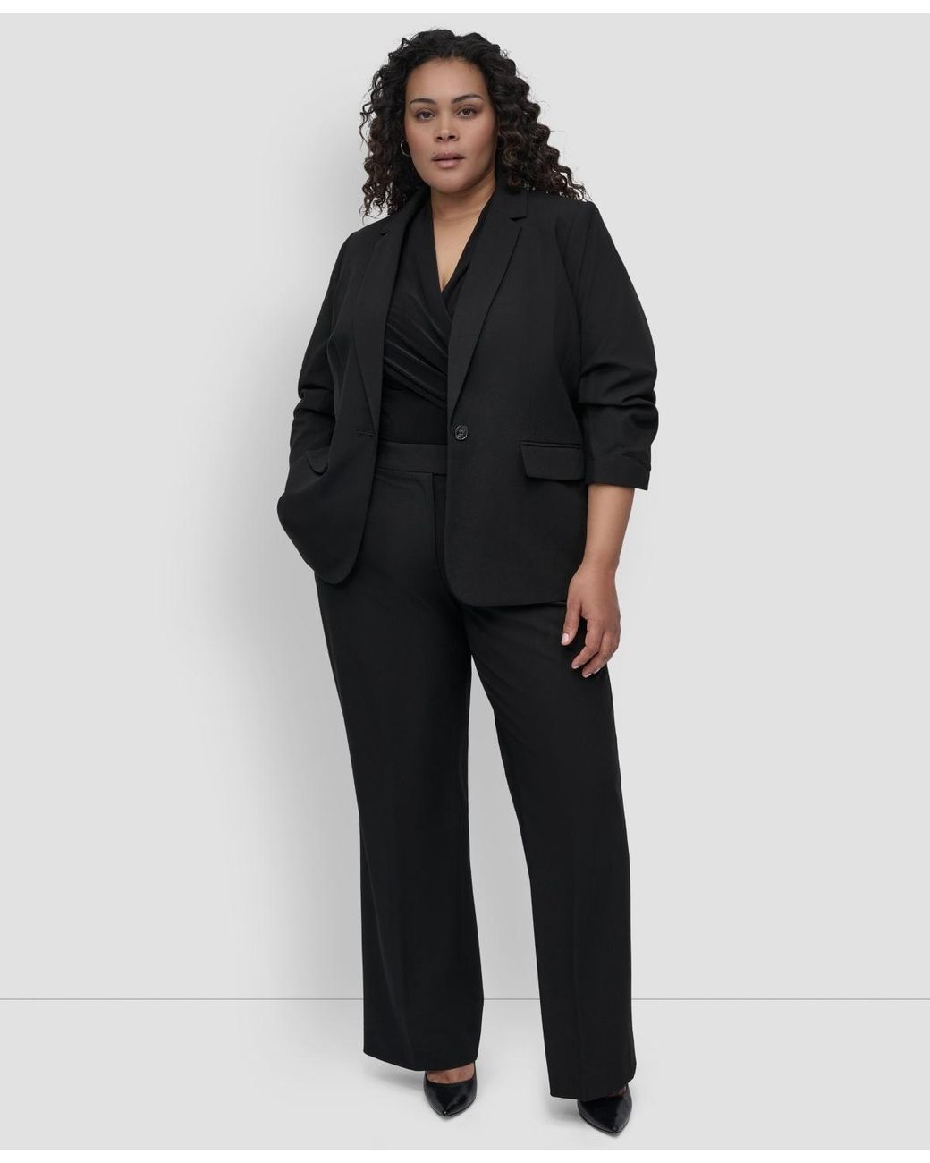 DKNY Black Plus Size 3/4-sleeve Madison Jacket