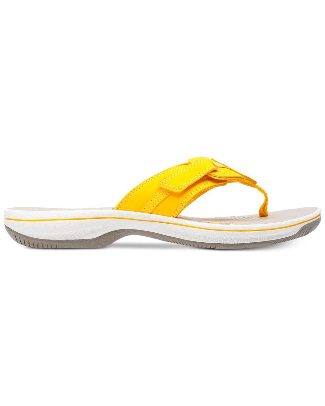 yellow clarks flip flops
