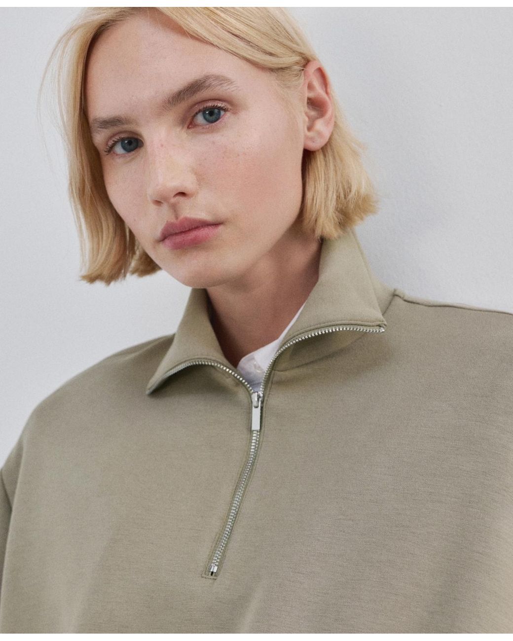 Mango Gray High Neck Balloon Sweatshirt