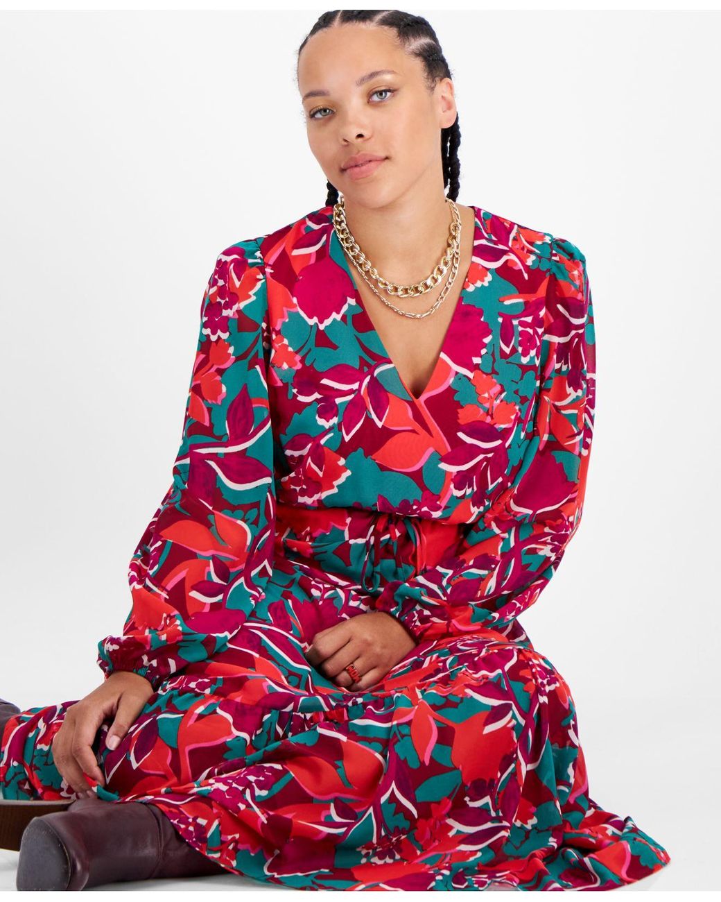 Bar Iii Tie-waist Ruffled-hem Maxi Dress, Created For Macy's in Red Lyst