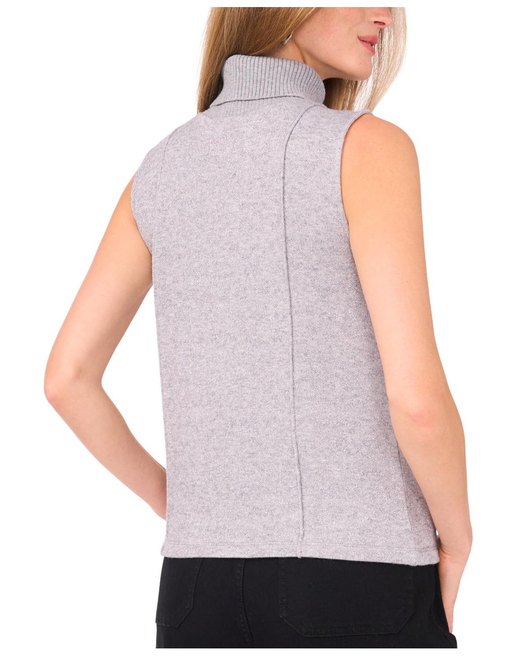 Vince Camuto Purple Sleeveless Ribbed Turtleneck Sweater