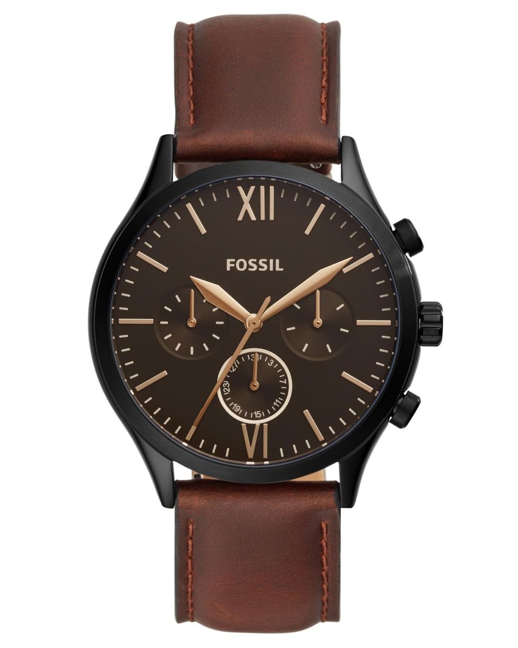 Fossil Fenmore Multifunction Blacktone Leather Watch for Men Lyst