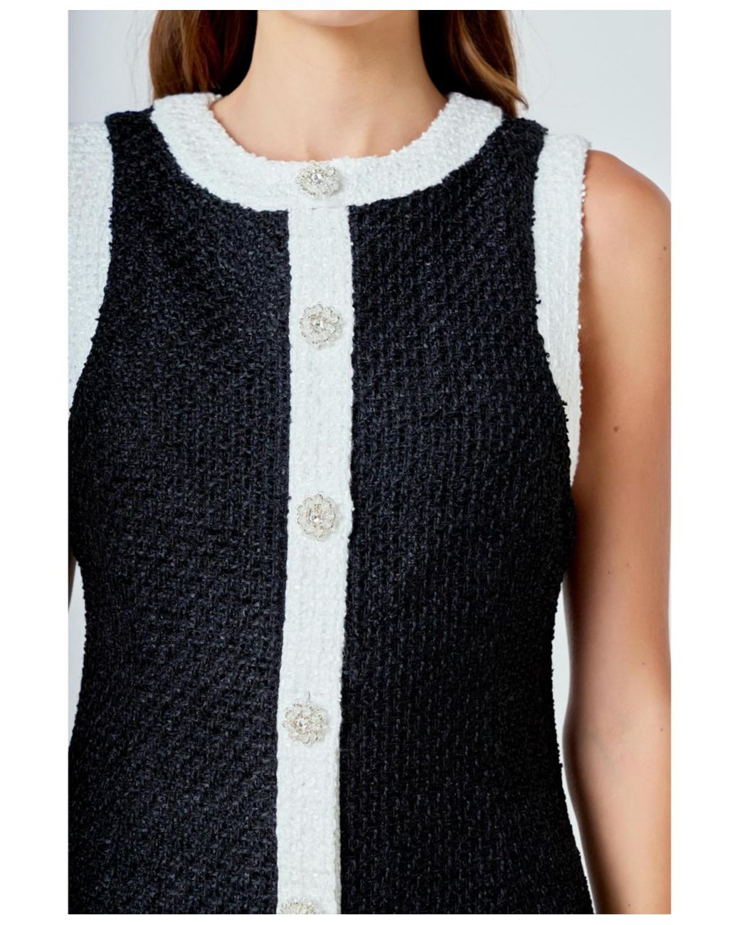 Endless Rose Tweed Sleeveless Mini Dress in Blue | Lyst
