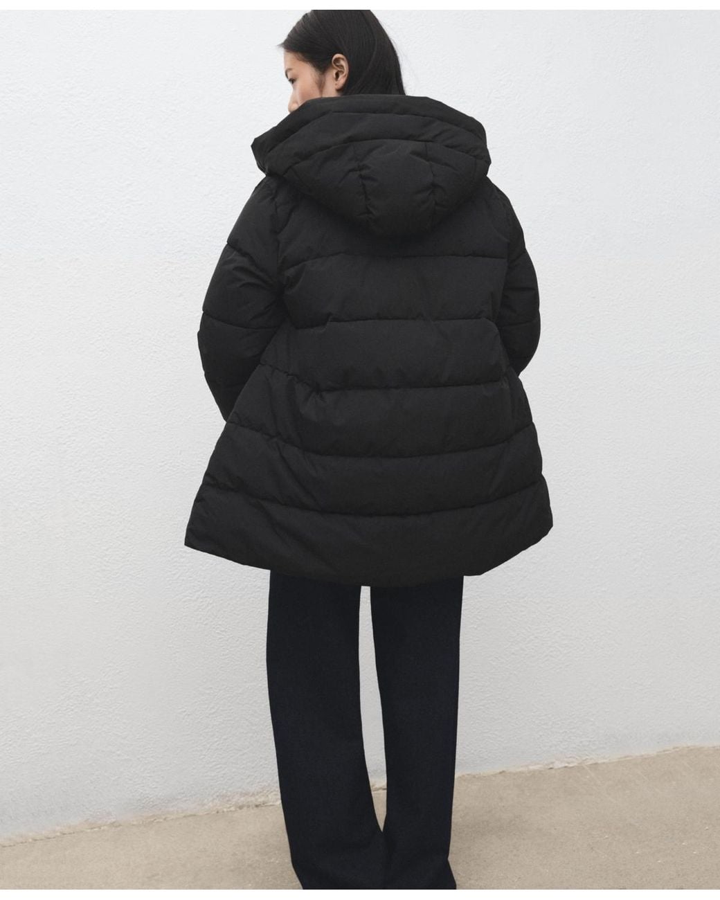 Mango Black Hood Puffer Coat