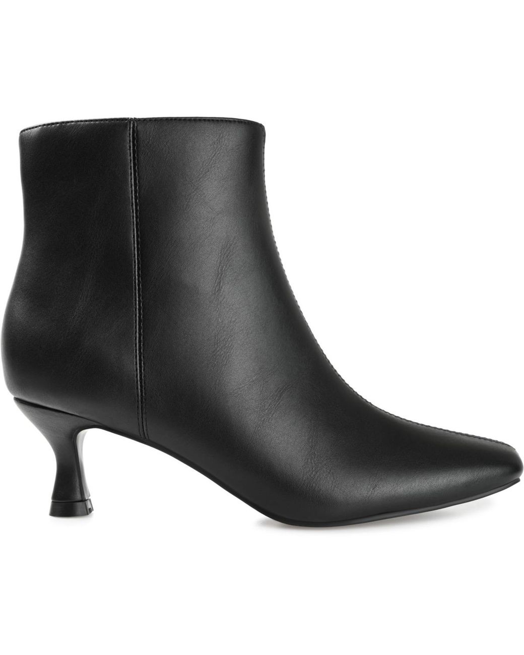Journee Collection Black Kelssa Square Toe Kitten Heel Dress Booties
