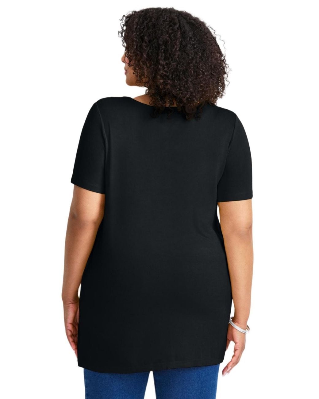 Avenue Black Plus Size Button Detail Tunic Tee