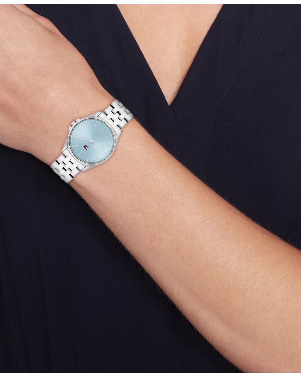 Tommy Hilfiger Blue Quartz Silver Tone Stainless Steel Bracelet Watch