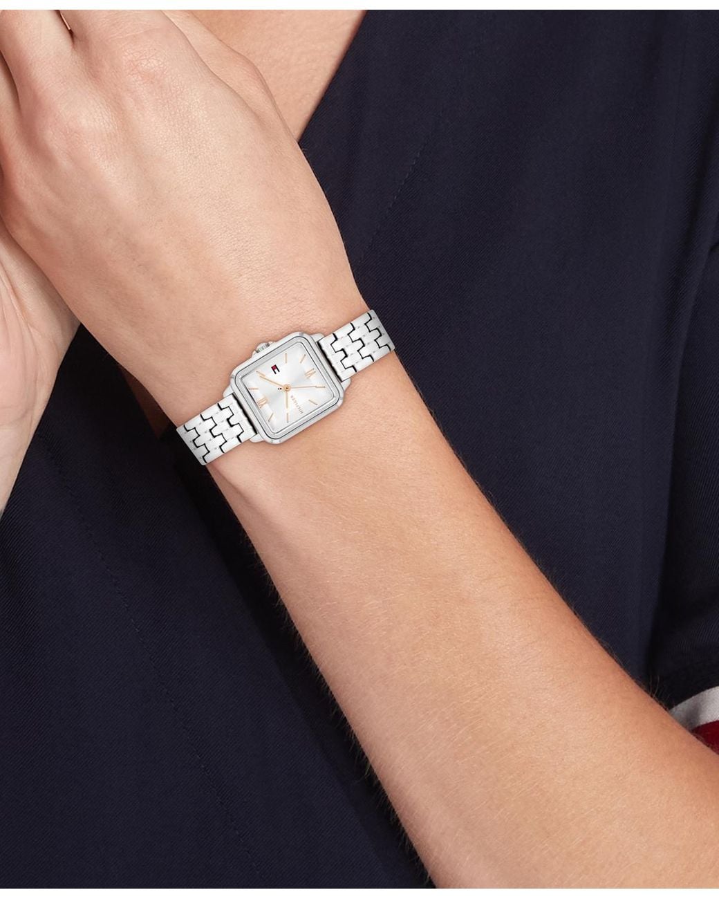 Tommy Hilfiger White Quartz Tone Stainless Steel Bracelet Watch