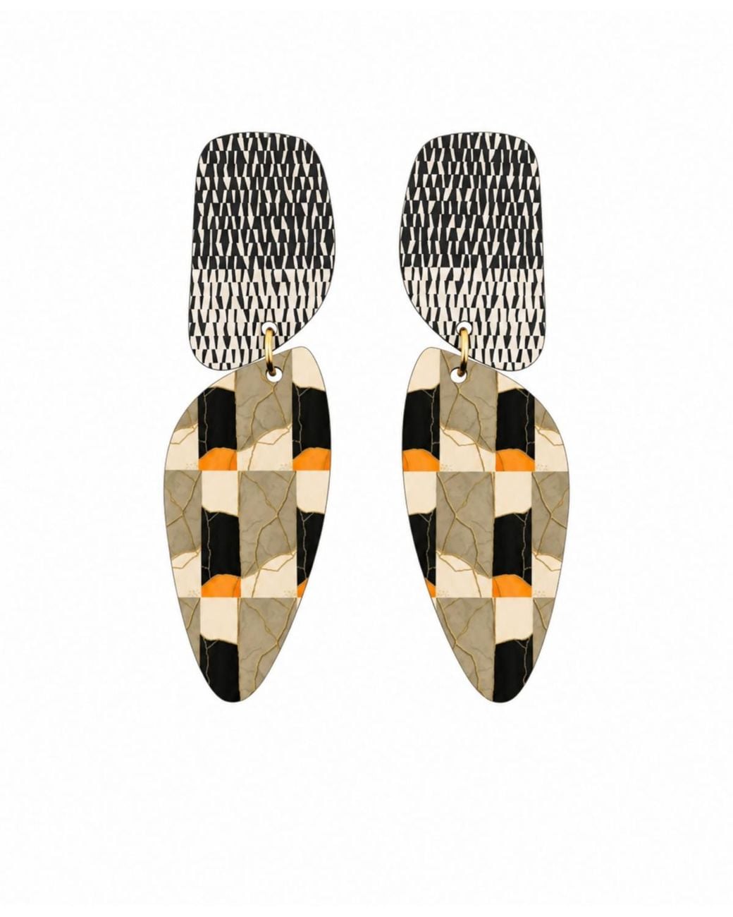 Swanky Designs White Sutton Dangle Statement Earrings