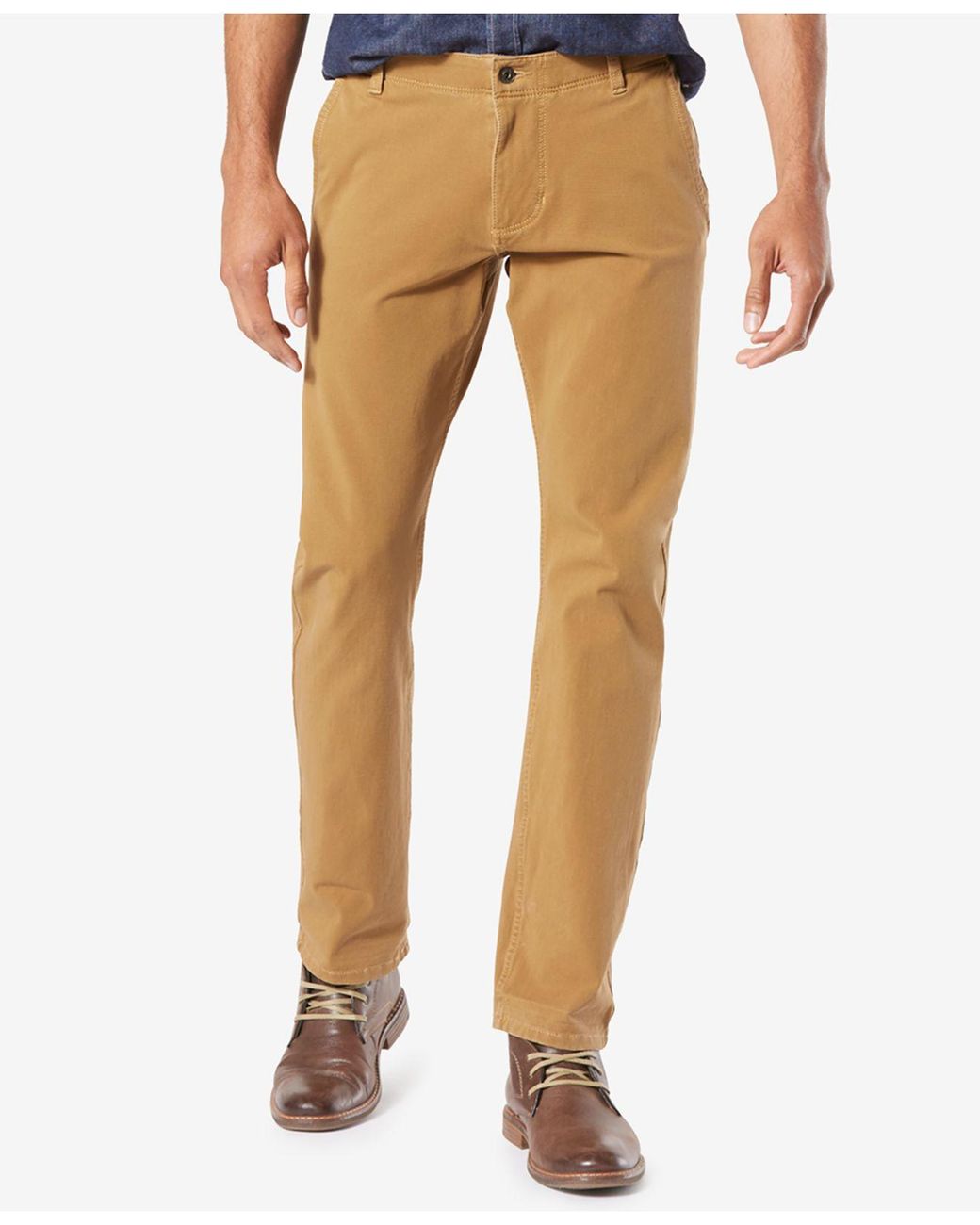 dockers men's alpha khaki stretch slim tapered fit flat front pant