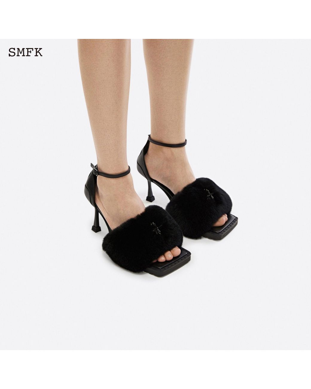 Unique Bargains Women's Ankle Strap Faux Fur Block Heels Sandals -  Walmart.com