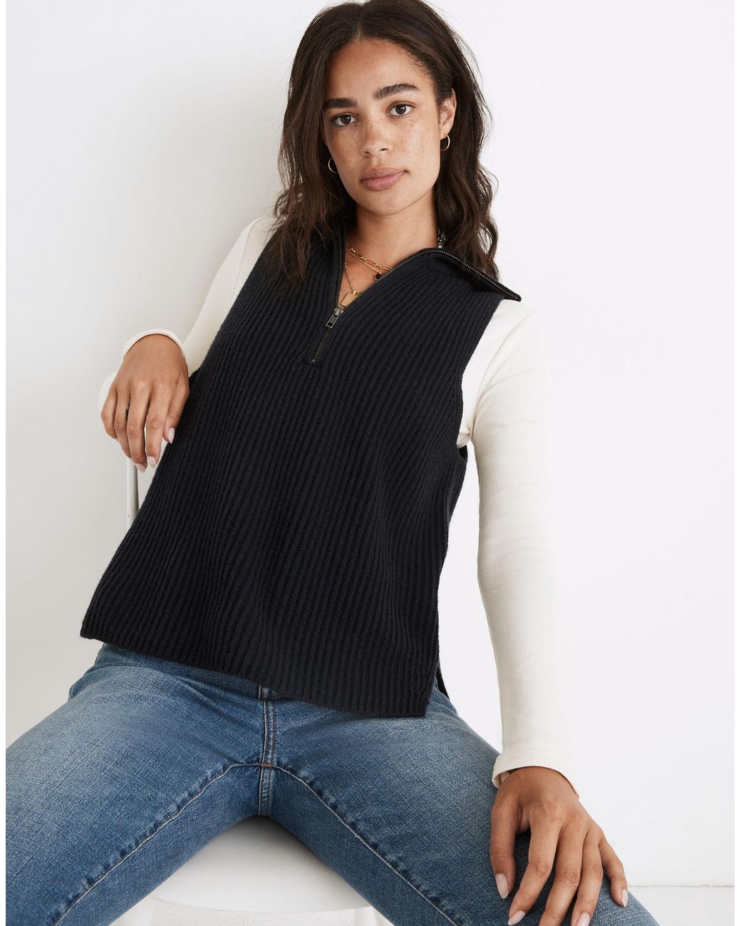 MW Half-zip Sweater Vest in Blue | Lyst Canada