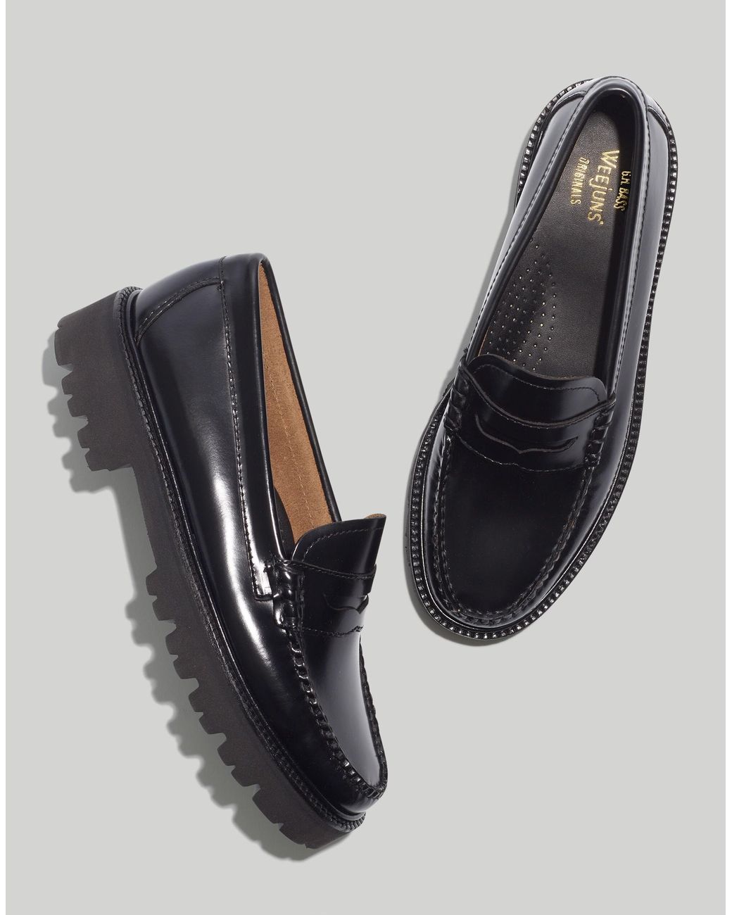 MW G.h.bass Whitney Super Lug Penny Loafers in Black | Lyst