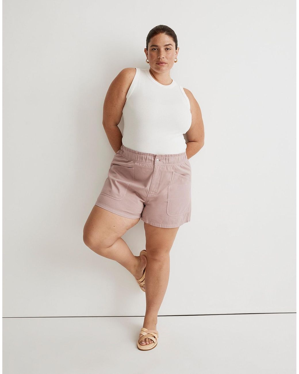 MW Plus Denim Pull on Paperbag Utility Shorts Garment dyed